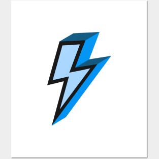 Blue Bold Lightning Bolt Posters and Art